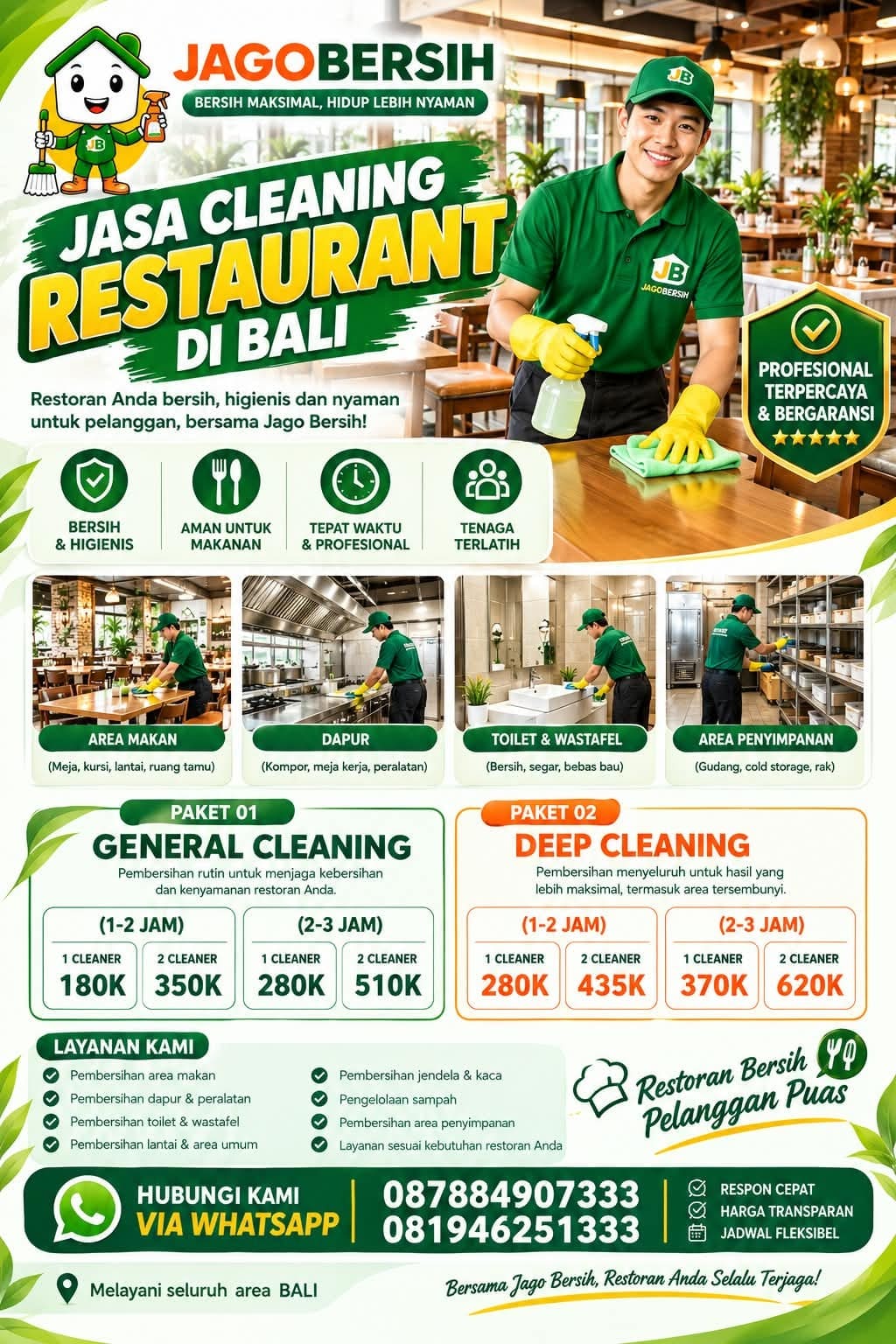 Jasa Cleaning Restaurant di Bali untuk Dapur, Area Makan, Toilet dan Tempat Usaha